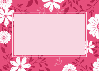 Minimal Botanical Floral Frame – Red Leaves and White Flowers on Pink Background. Ideal for wedding invitations, greeting cards, posters, and social media designs. High-quality vector.
