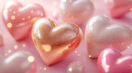 Obraz premium Pink hearts, bokeh, Valentine's, romantic, background