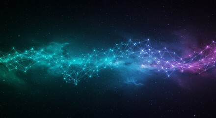 Abstract Nebula Network with Glowing Points in Space Illustration