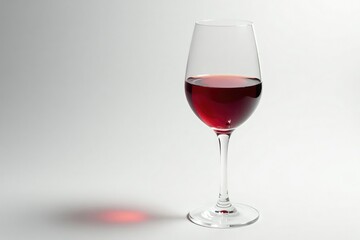 Rich red wine in elegant glass, crisp white backdrop, red liquid, shiraz