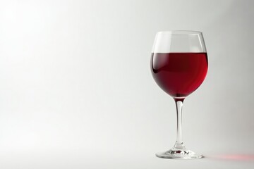 Rich red wine in elegant glass, crisp white backdrop, pinot noir, vino