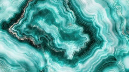 Obraz premium Teal and white marbled stone texture with metallic accents.