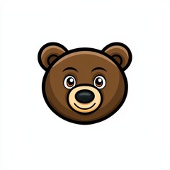 Fototapeta premium Cartoon illustration of a smiling bear's face with large round eyes and warm brown fur
