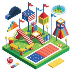 American outdoor games  set  isolated on white background