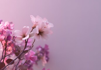 Soft Pink And Purple Flowers Against A Pastel Purple Background