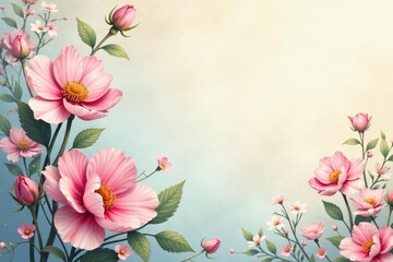 Naklejka premium Subtle repeating floral motif on faded pastel background , pattern, wallpaper, graphic