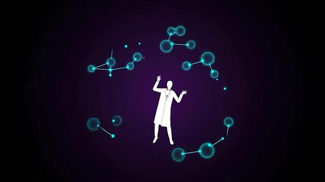 Surreal vector composition of a scientist manipulating floating quantum equations