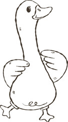 Doodle Hand Drawn Retro Silly goose Cartoon.  Meme Design. funny goose