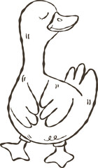 Doodle Hand Drawn Retro Silly goose Cartoon.  Meme Design. funny Spring goose 