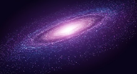 Naklejka premium Illustrative Galaxy with Stars and Connected Networks in Violet and Pink