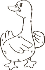 Doodle Hand Drawn Retro Silly goose Cartoon.  Meme Design. funny goose