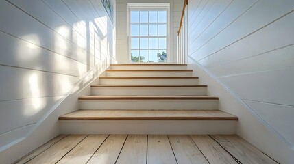 Obraz premium Sunlit Staircase Leading to a Bright Window