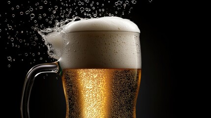 Refreshing Glass of Beer with Bubbling Foam Capturing Joyful Moments