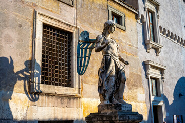 Castel Sant'Angelo, also known as Mausoleum of Hadrian, is a towering rotunda in Parco Adriano, Rome, Italy. It was initially commissioned by the Roman Emperor Hadrian as a mausoleum for himself and h