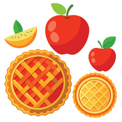 American apple pie set  isolated on white background