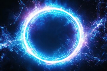Glowing circle with energy effect on a white background