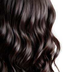 Fototapeta premium Luxurious ebony tresses cascading with gentle undulation against a stark backdrop