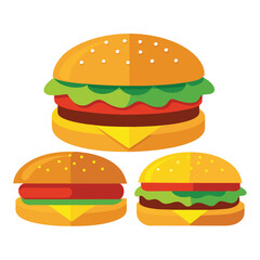 American hamburgers set  isolated on white background