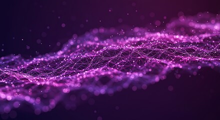 Abstract Purple Network Connection with Dots and Lines Visualization