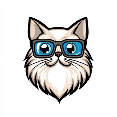 Fototapeta premium Whimsical illustration of a cat wearing glasses with a playful and cartoonish aesthetic