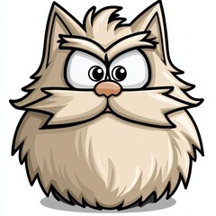 Fototapeta premium Cartoon illustration of a fluffy beige cat with large expressive eyes and a pink nose