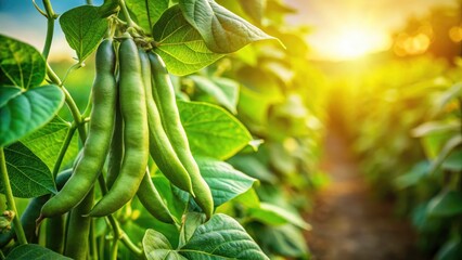 Green Bean Pods Plantation, Hairy Bean Pods, Maturing Beans, Common Bean Harvest, Agricultural Photography