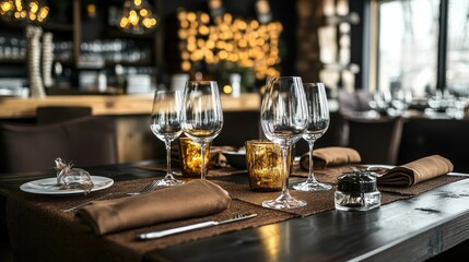 Elegant dining table setting in a stylish restaurant.