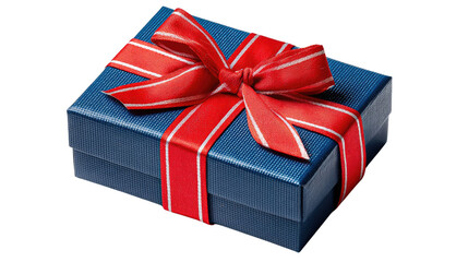 Obraz premium Festive Present: A neatly wrapped gift box, adorned with a vibrant red ribbon, exuding an atmosphere of anticipation and celebration. The perfect image for representing generosity, surprise.
