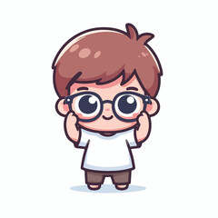 vector image of a little boy wearing cute glasses