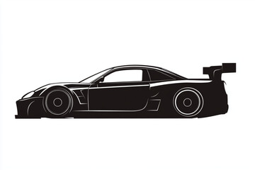 Vector illustration of black sports car silhouette for car enthusiasts and graphic designers alike