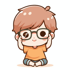 vector image of a little boy wearing cute glasses