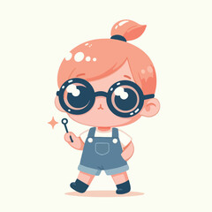 vector image of a little boy wearing cute glasses