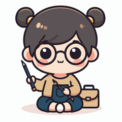 vector image of a little boy wearing cute glasses