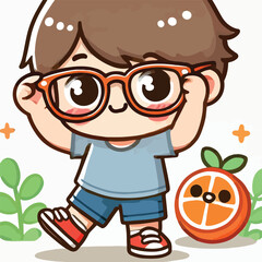 vector image of a little boy wearing cute glasses