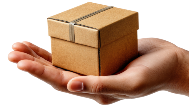 Delivering the Unexpected: A hand cradles a small, unassuming box, ready to unveil its mysterious contents. Suggesting a moment of anticipation and the journey of delivery.