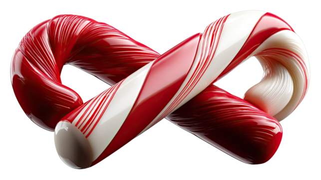 Holiday Confection: A close-up of intertwined candy canes with vibrant red and white stripes, a symbol of holiday cheer and sweet indulgence.