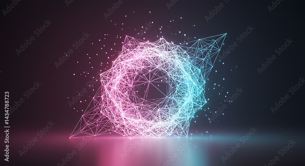 Poster abstract network connection with glowing nodes and futuristic design