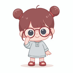 vector image of a little boy wearing cute glasses