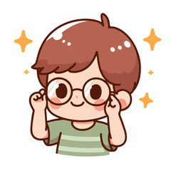 vector image of a little boy wearing cute glasses