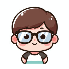vector image of a little boy wearing cute glasses