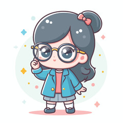 vector image of a little boy wearing cute glasses