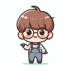 vector image of a little boy wearing cute glasses