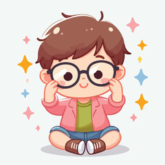 vector image of a little boy wearing cute glasses