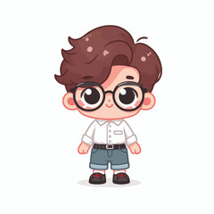 vector image of a little boy wearing cute glasses