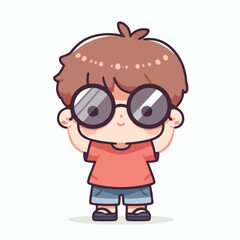 vector image of a little boy wearing cute glasses
