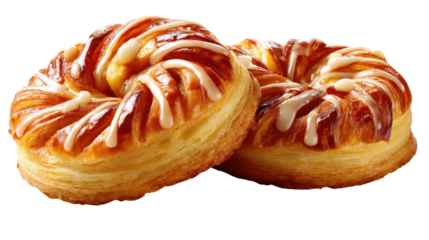Delicious Glazed Pastries: A mouthwatering capture of two glazed pastries, their golden crusts glistening with sugary perfection. Every detail promises a delightful culinary experience.