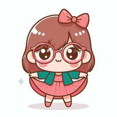 vector image of a little boy wearing cute glasses