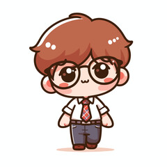 vector image of a little boy wearing cute glasses