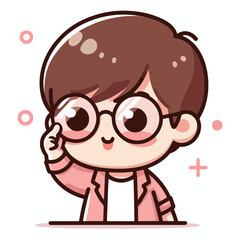 vector image of a little boy wearing cute glasses