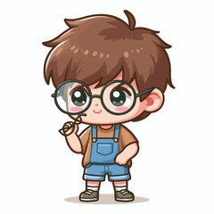 vector image of a little boy wearing cute glasses